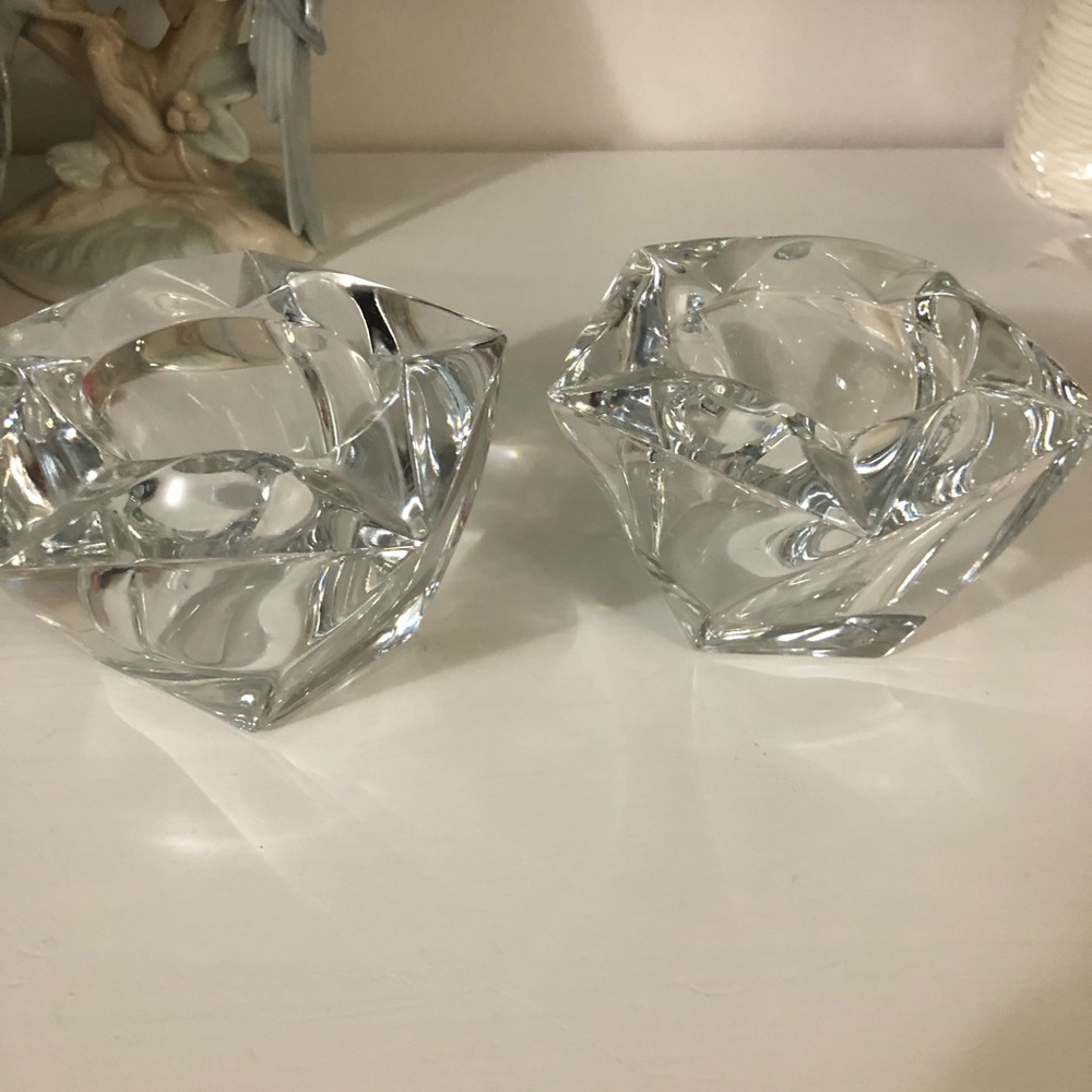 Partylite Crystal tea light votive candle holders pair